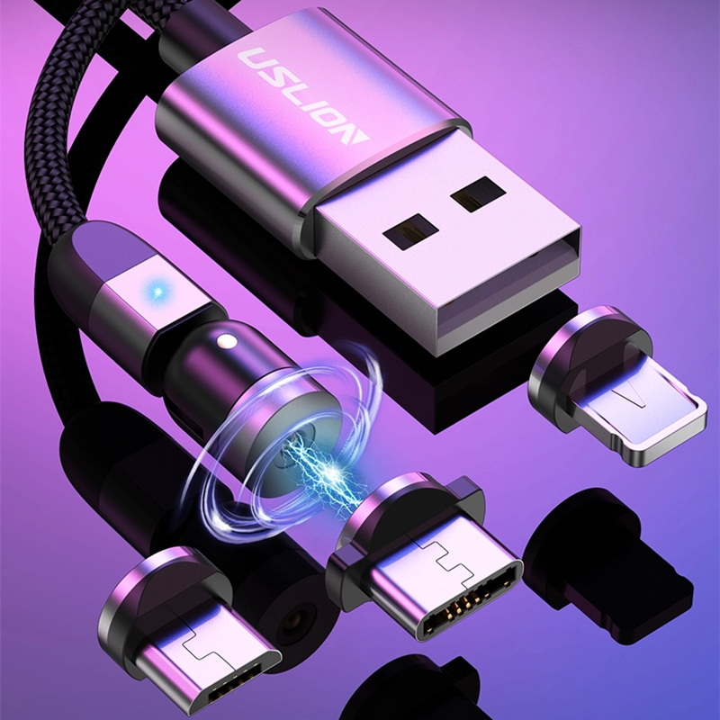 2e Gen 540 Rotatie Micro USB Type C Magnetische oplaadkabel Nylon Gevlochten Magnetische Snelle oplaadbare USB-kabel